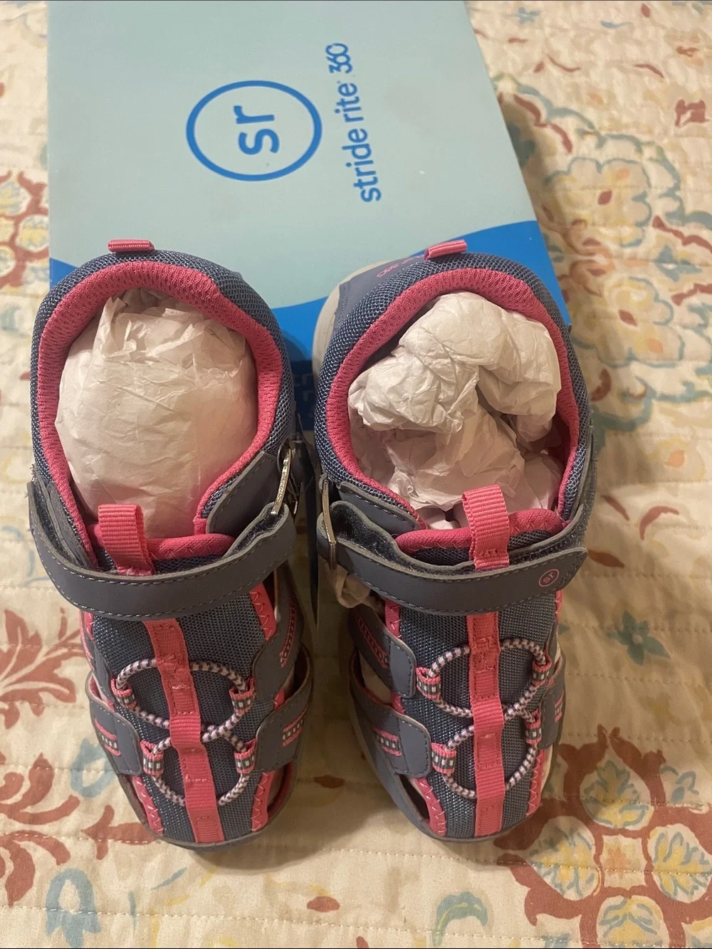 Stride Rite Girls Blue and Pink Sport Sandals